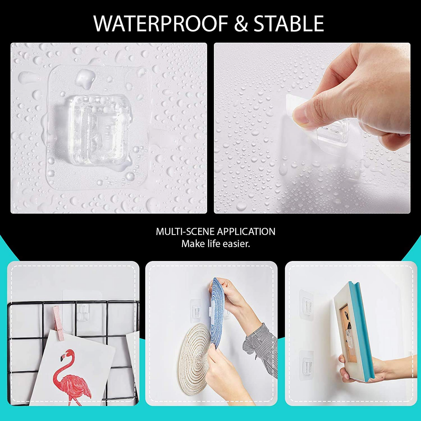 Self Adhesive Wall Hooks Hanger, Strong & Transparent For Kitchen Bathroom ( Pack of 10 pairs )