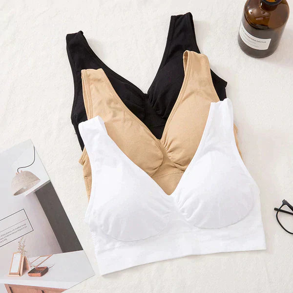 🎁 WOMEN'S COTTON SOLID NON PADDED AIR BRA (PACK OF 3) - Free Size