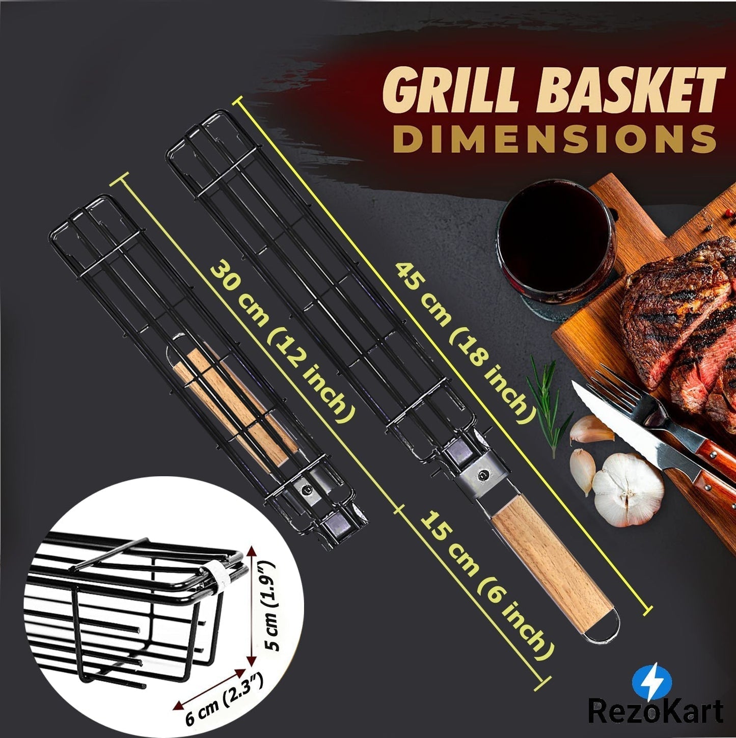 Evercrafty BBQ Kabob Grill Basket (Set of 2)