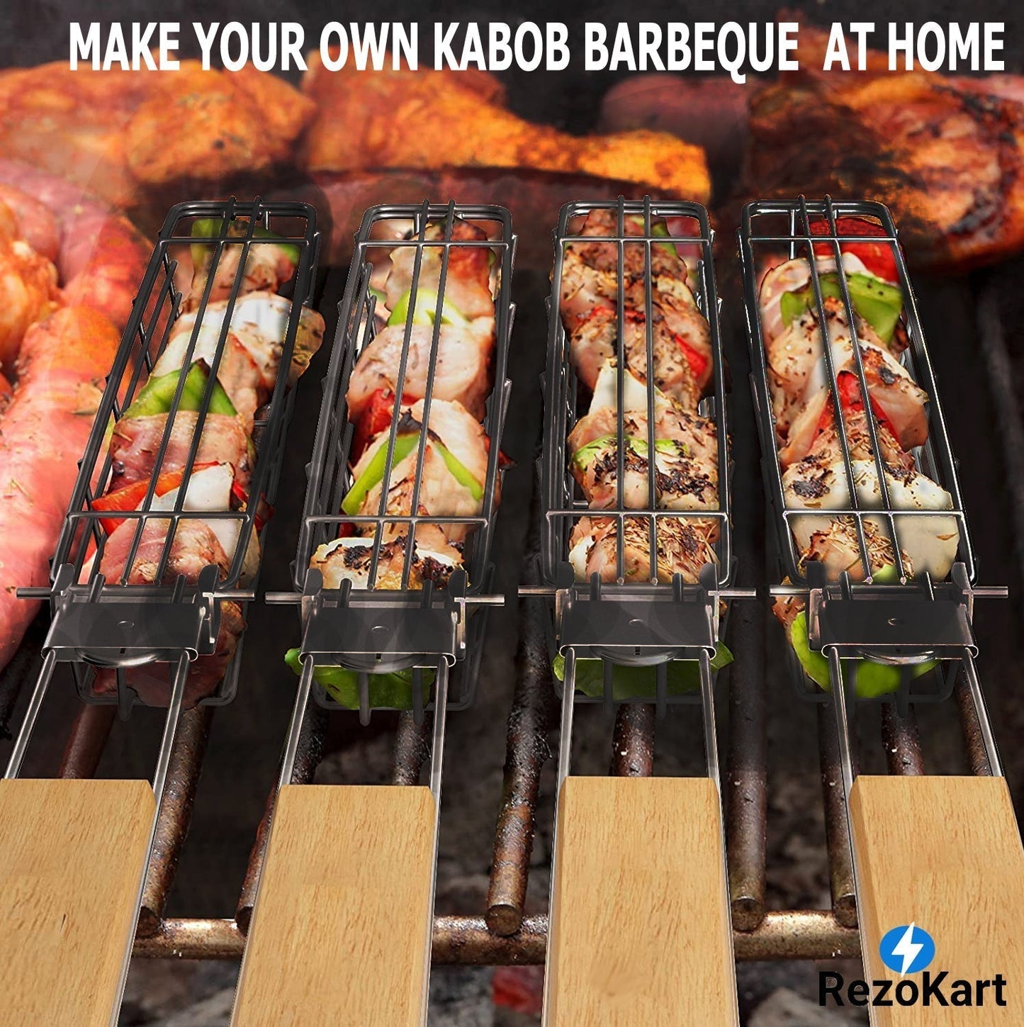 Evercrafty BBQ Kabob Grill Basket (Set of 2)