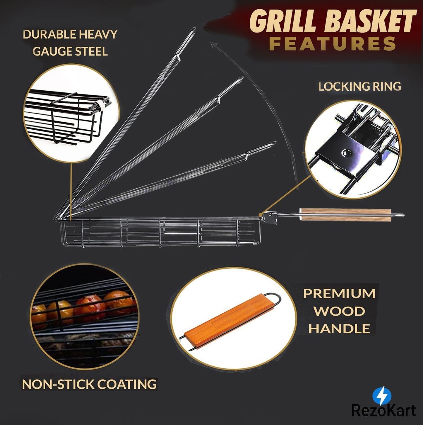 Evercrafty BBQ Kabob Grill Basket (Set of 2)