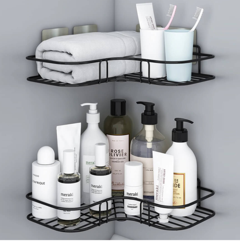 Shelf- Adhesive Metal Corner Storage Rack (Pack Of 2)