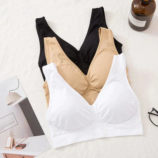 🎁 WOMEN'S COTTON SOLID NON PADDED AIR BRA (PACK OF 3) - Free Size
